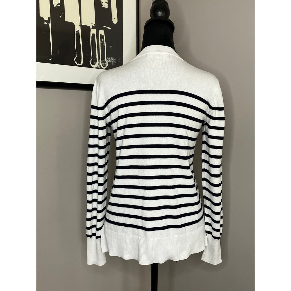 Marled Crewneck Long Sleeve Striped Love Sweater Black White Red Twee Preppy XS - Picture 4 of 7